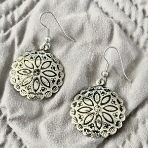 A. Buyer Silver Medallion Earrings